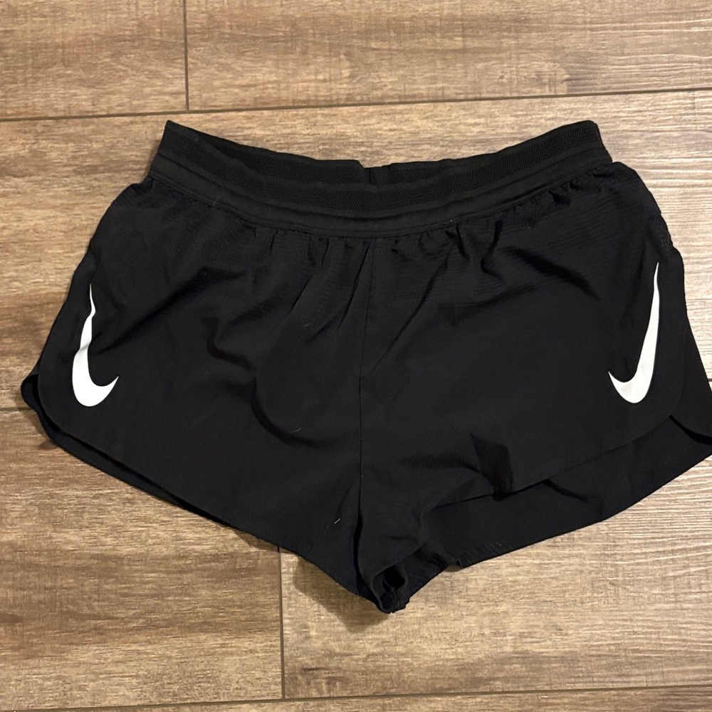 Nike Men's Black Athletic Shorts with White Logo